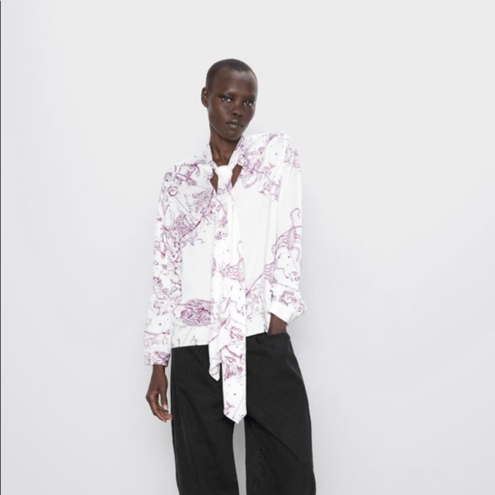 Zara limited edition print shirt with tie